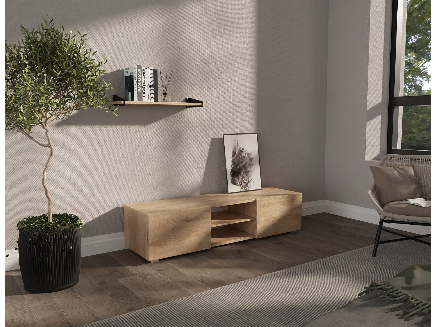 Meuble TV 140 cm Banc Télé Banc pour Salon