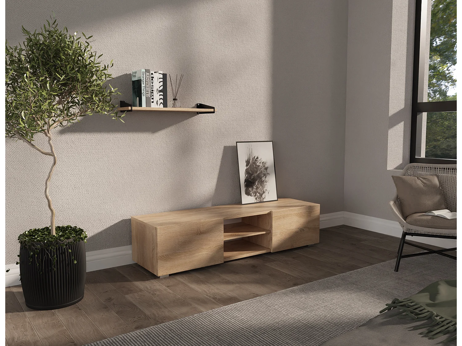 TV-Möbel AURA 140 cm – Bank für modernes Wohnzimmer