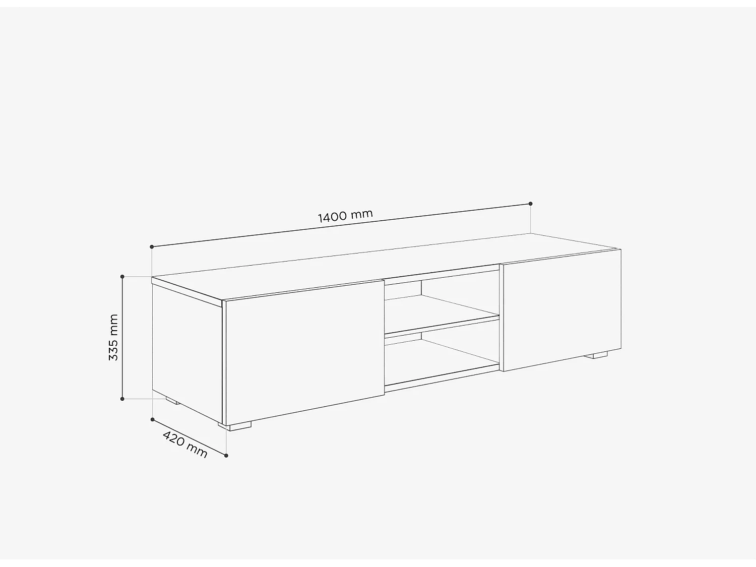 TV-Möbel AURA 140 cm – Bank für modernes Wohnzimmer