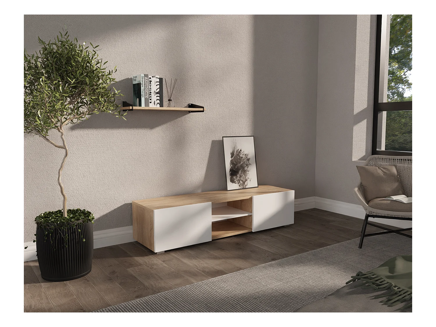 Meuble TV 140 cm Banc Télé Banc pour Salon