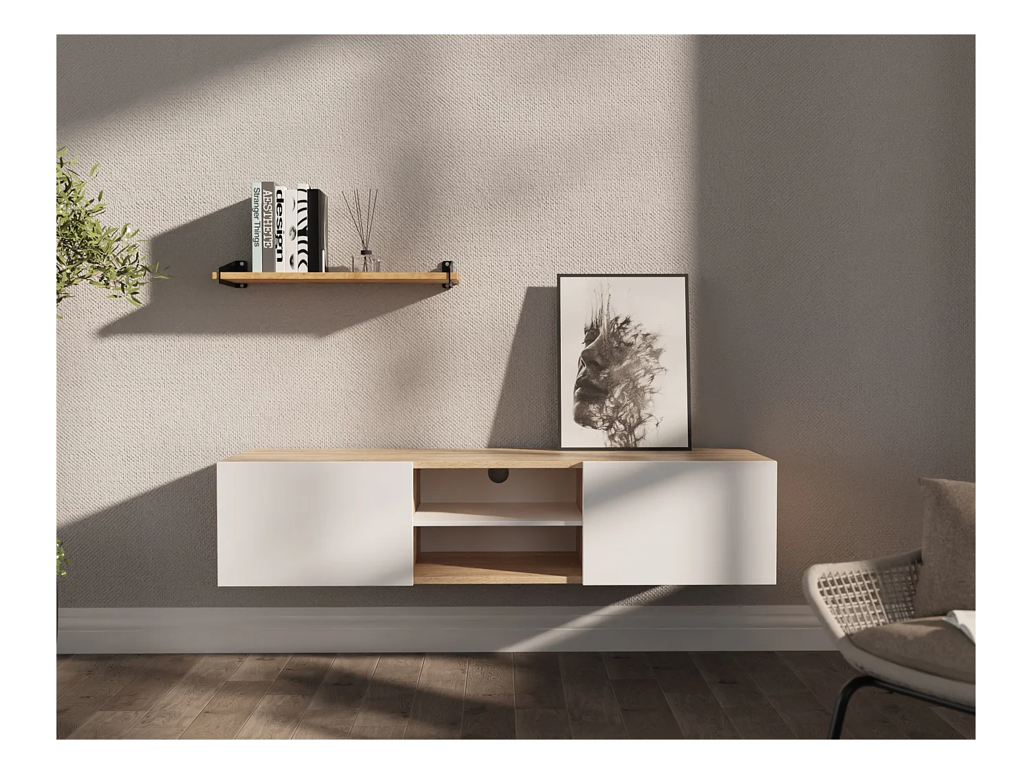 Meuble TV 140 cm Banc Télé Banc pour Salon