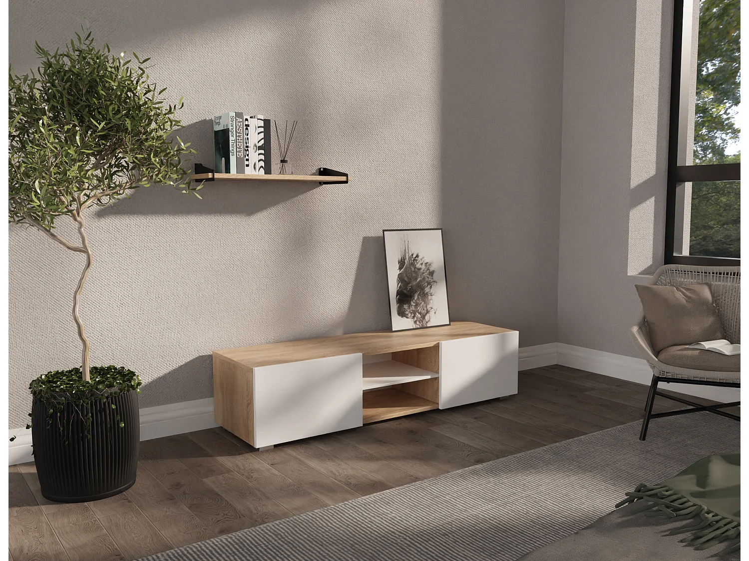 Meuble TV 140 cm Banc Télé Banc pour Salon