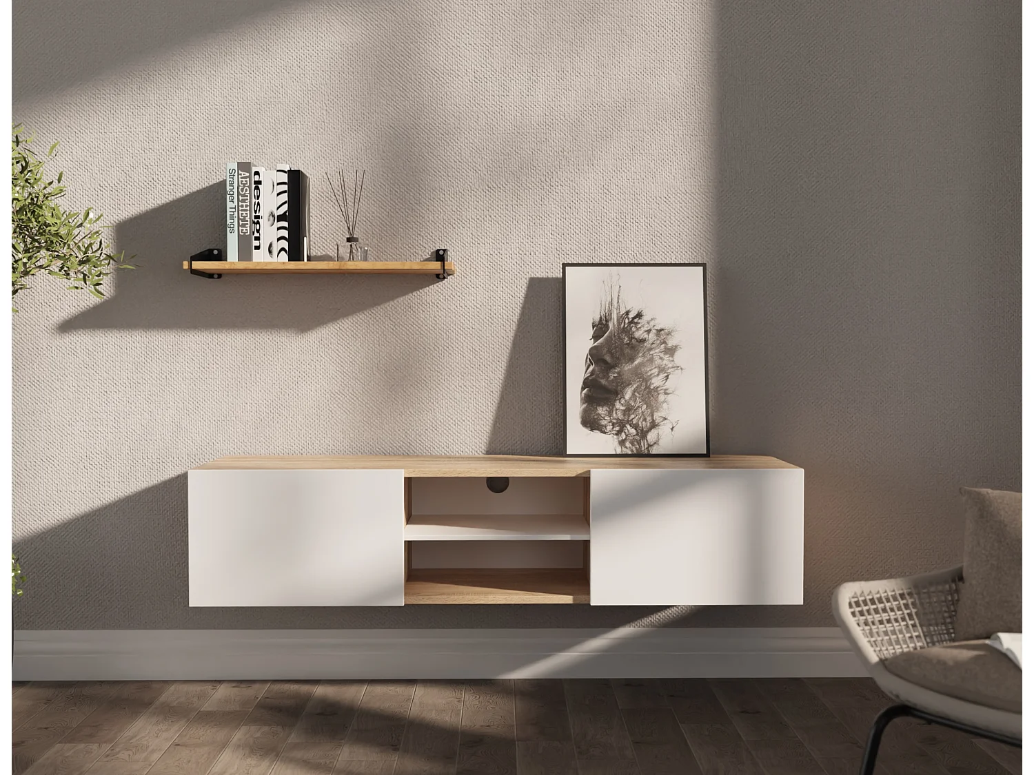 Meuble TV 140 cm Banc Télé Banc pour Salon