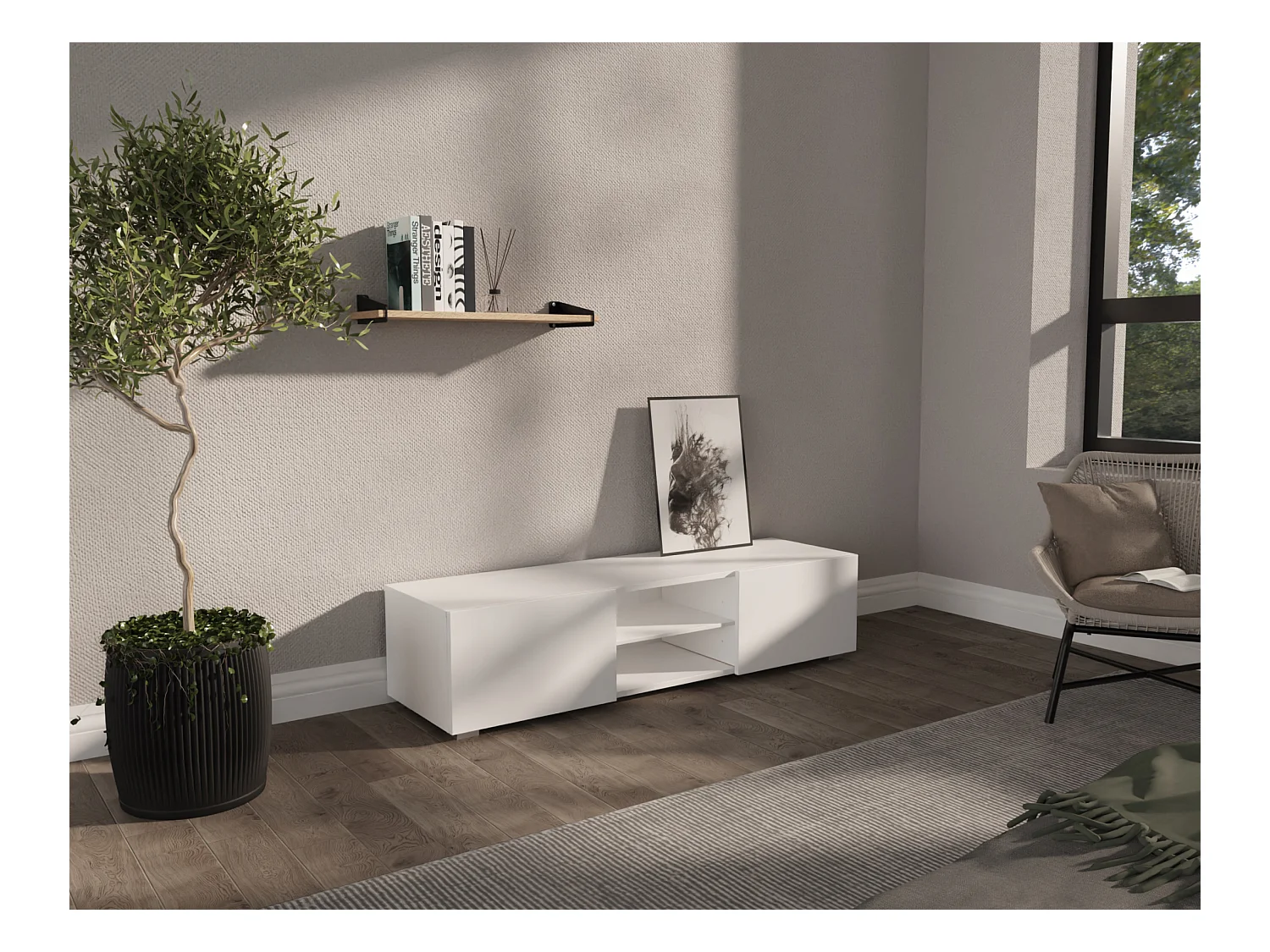 Meuble TV 140 cm Banc Télé Banc pour Salon