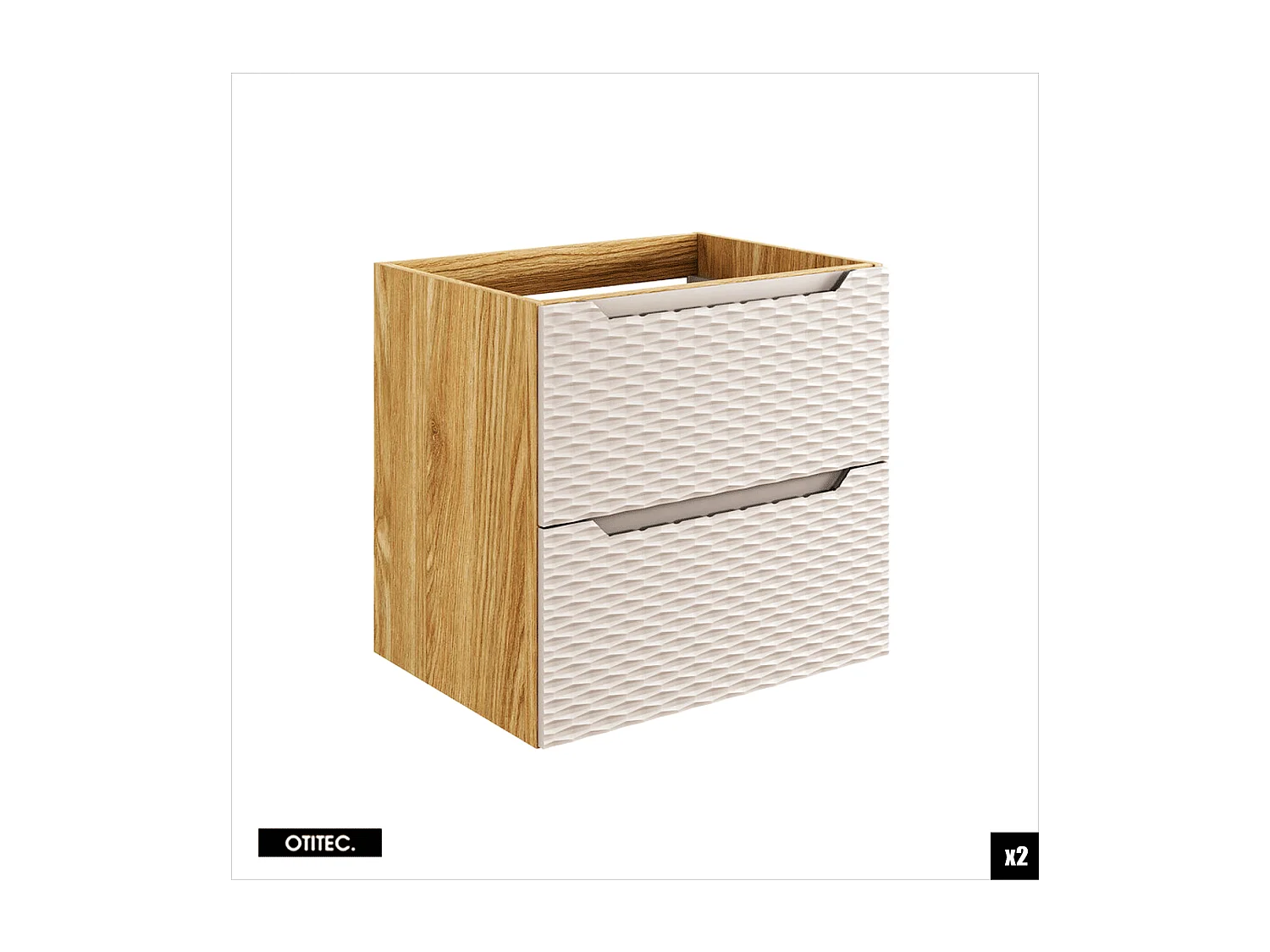 Ensemble de meubles de salle de bain - 120 cm - avec plan - avec 2 vasques à poser - avec colonne et Meubles - 4 tiroirs - SEA BEIGE