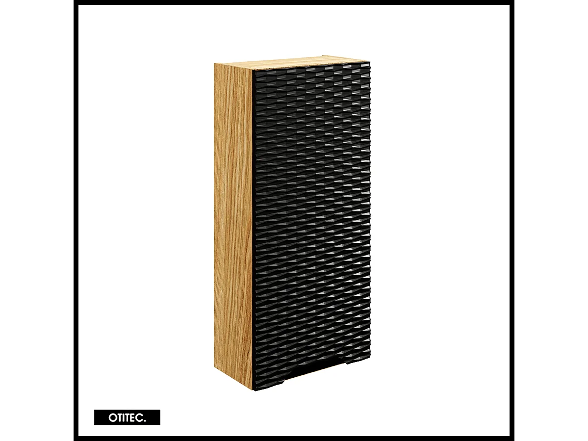 Ensemble de meubles de salle de bain - 90 cm - avec plan - avec vasque à poser - avec colonne et Meubles - 2 tiroirs - SEA BLACK