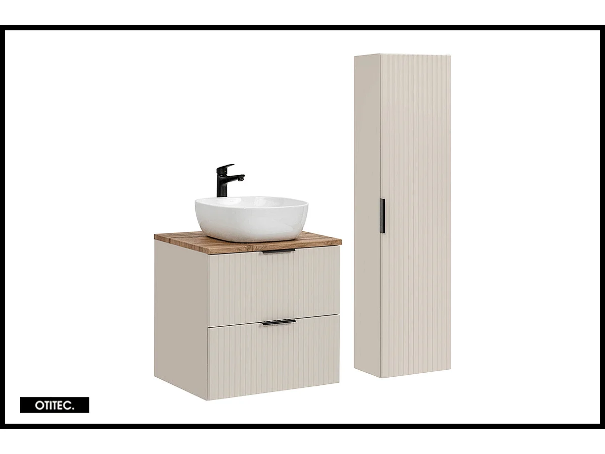 Ensemble meuble de salle de bain de 60 cm - avec plan - avec vasque - LIVA CASHMERE