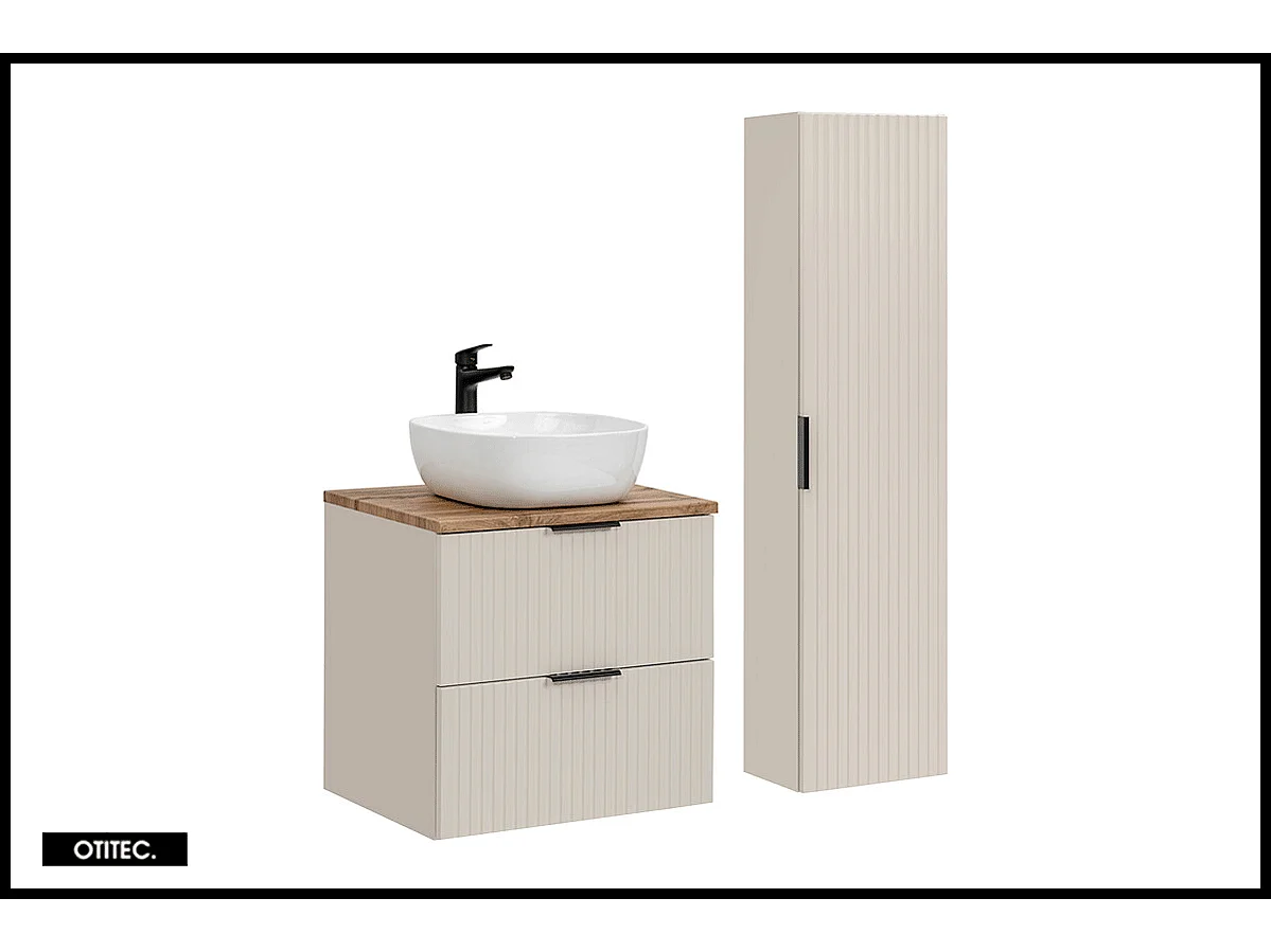 Ensemble meuble de salle de bain de 60 cm - avec plan - avec vasque - LIVA CASHMERE