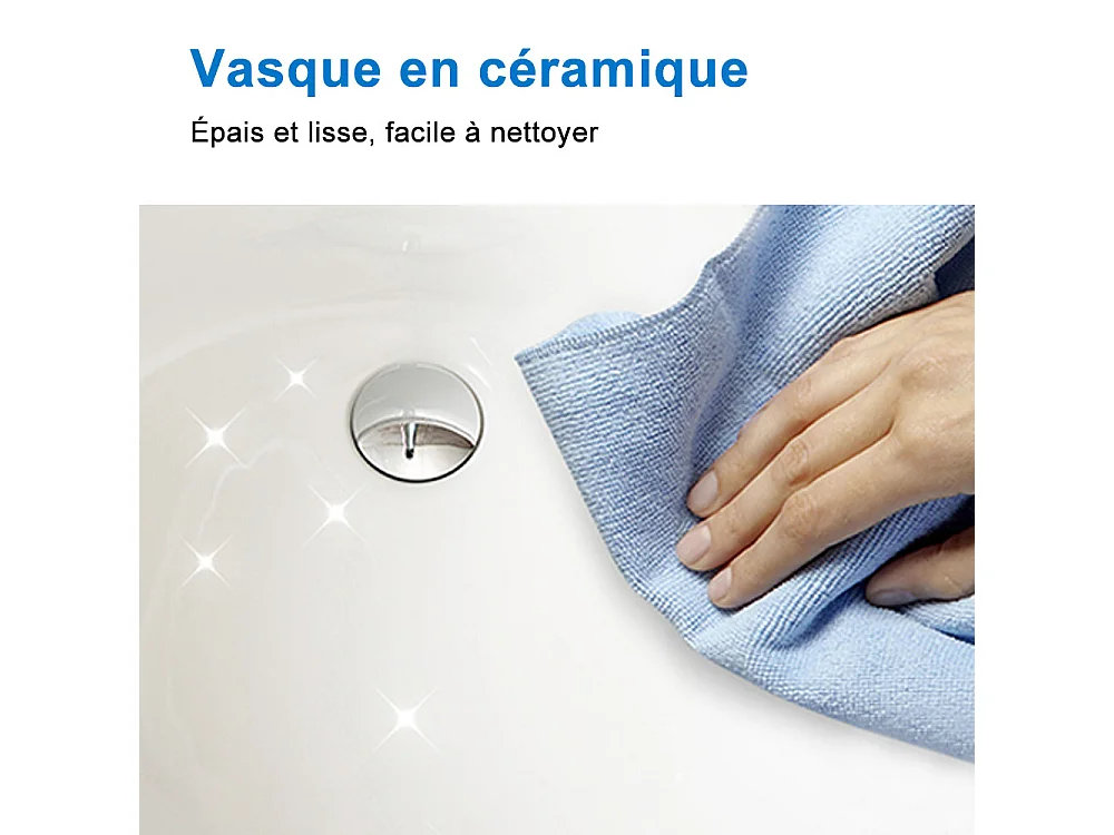 AICA Ensemble meubles salle de bain blanc 80cm avec vasque+miroir lumineux LED+double colonne