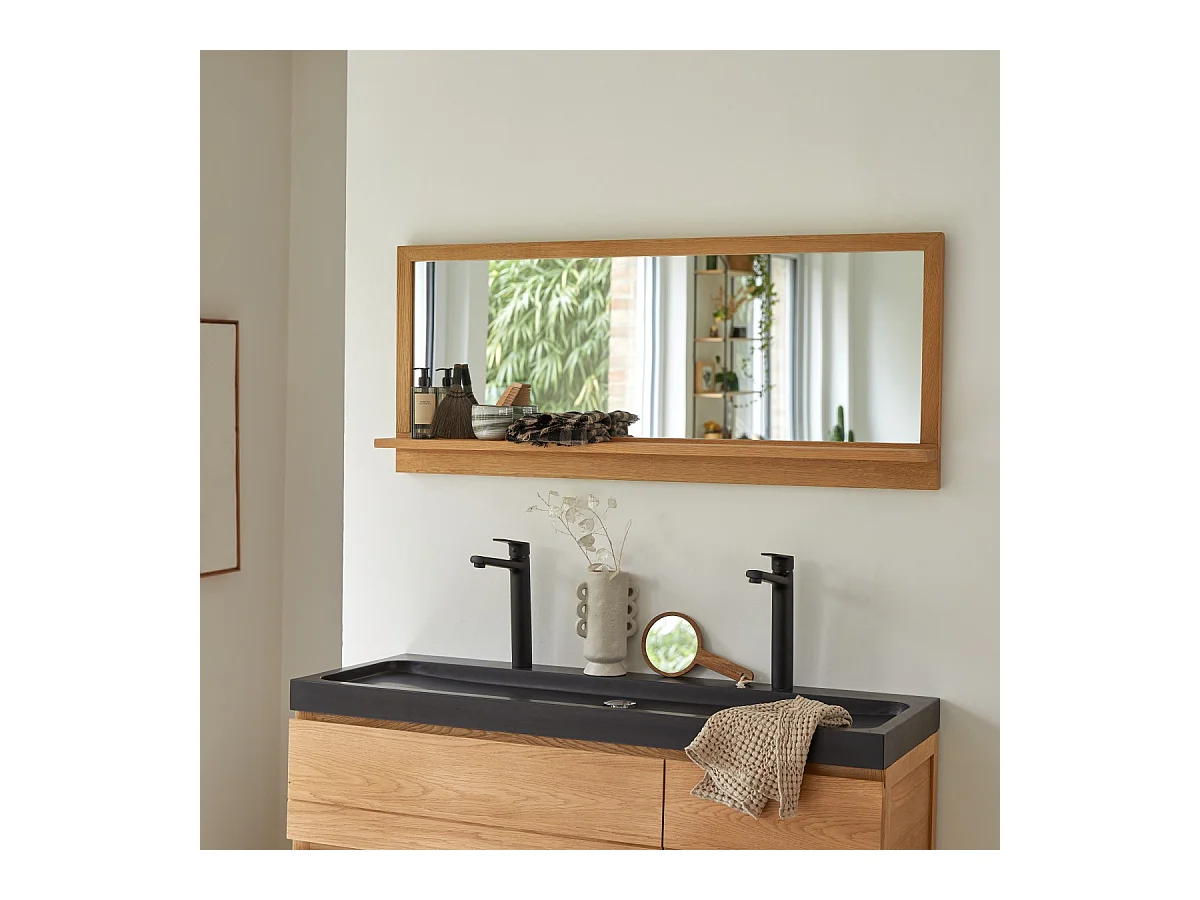 Spiegel mit Rahmen aus Eichenholz Wandspiegel Badezimmerspiegel 120x50 cm