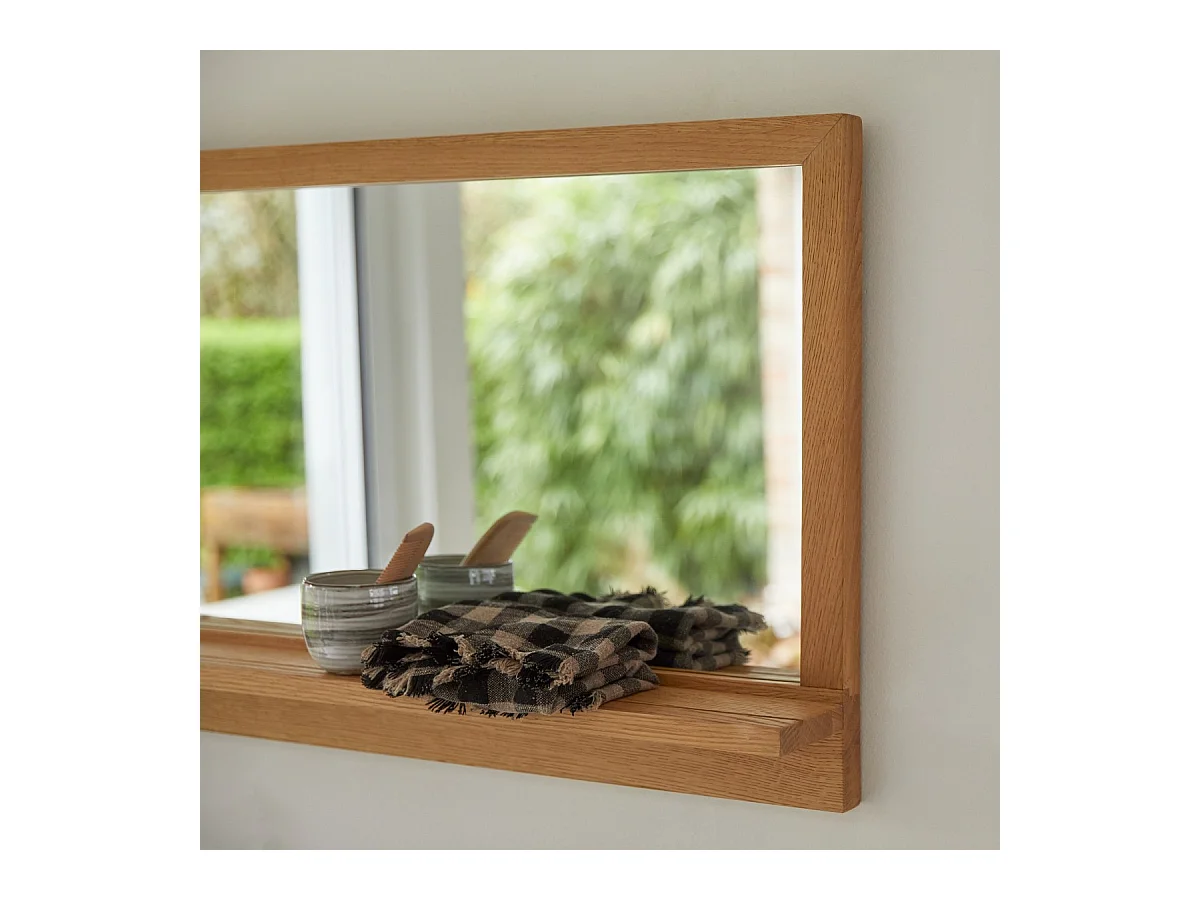 Spiegel mit Rahmen aus Eichenholz Wandspiegel Badezimmerspiegel 120x50 cm
