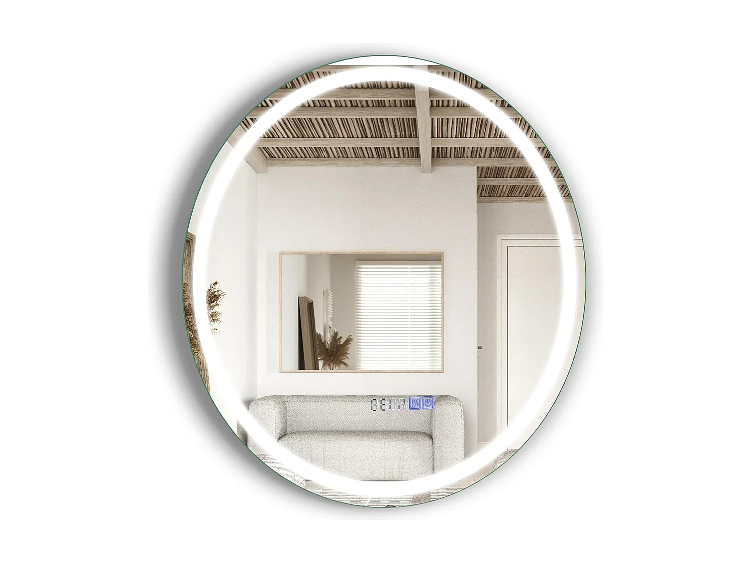 Miroir salle de bain led à 3 couleurs & luminosité réglable, rond anti-buée, φ 60 cm