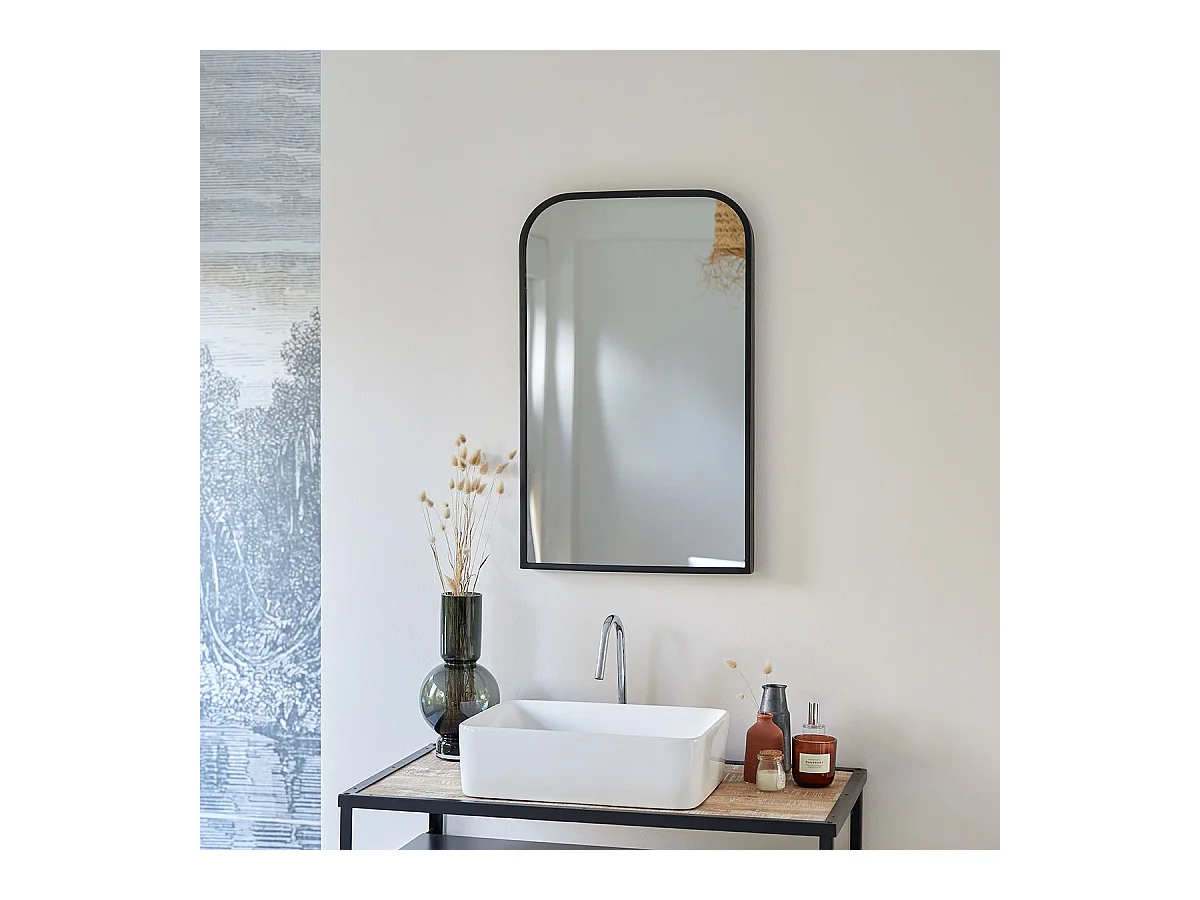 Rechteckiger Spiegel Nordic aus schwarzem Metall 80x50 cm