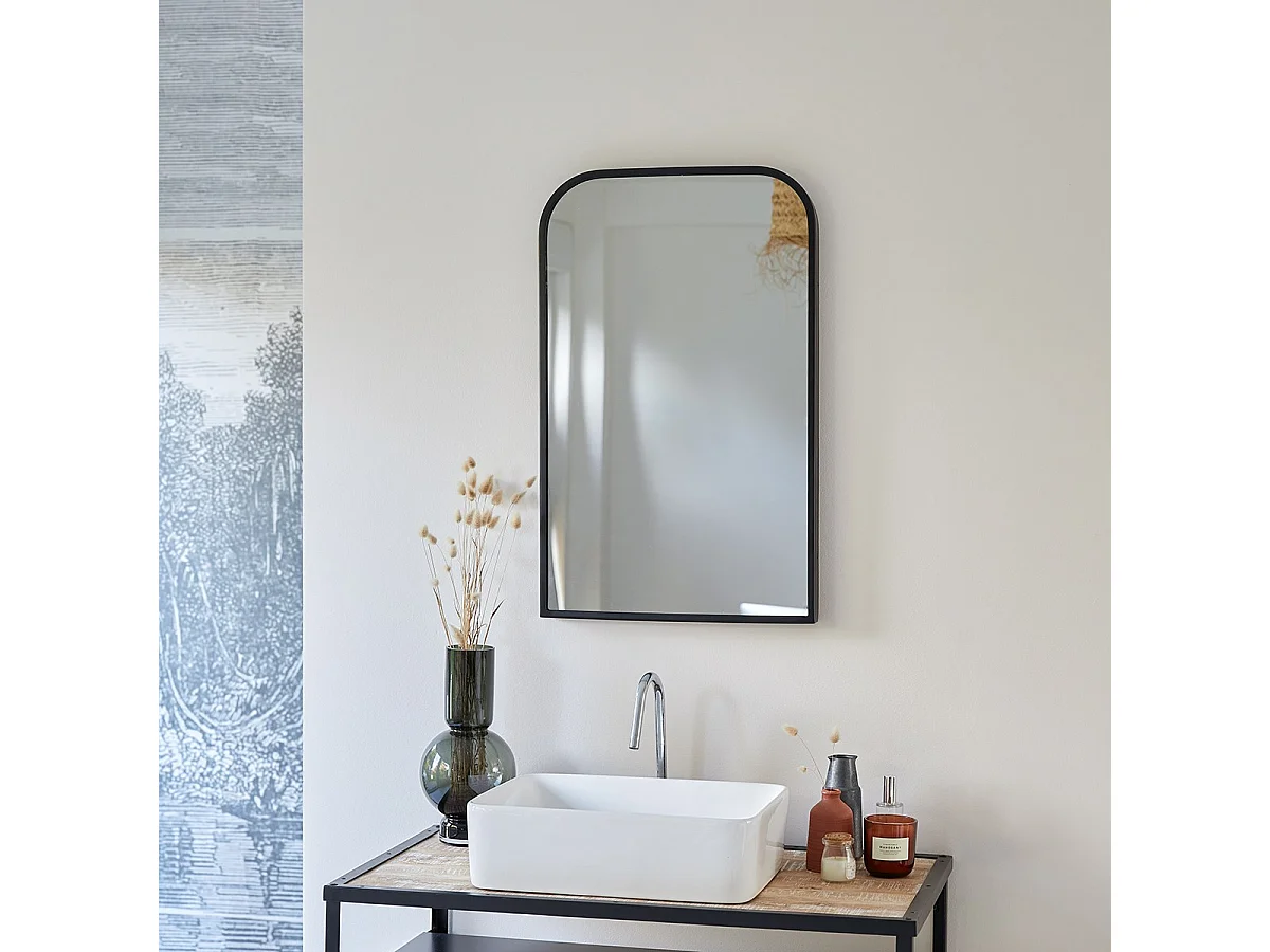 Rechteckiger Spiegel Nordic aus schwarzem Metall 80x50 cm