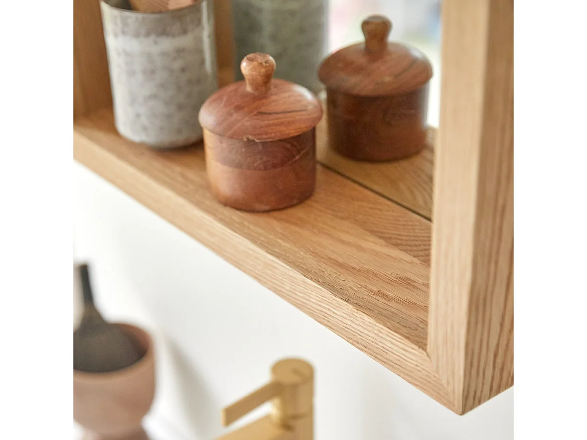 Specchio legno quercia cornice 70x45 cm mensola bagno parete design