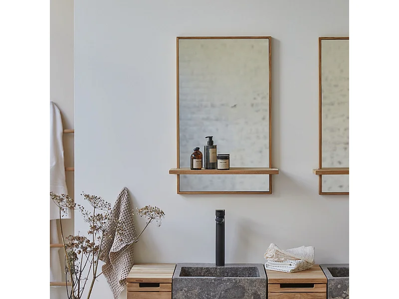 Spiegel aus Teak mit Ablage Wandspiegel