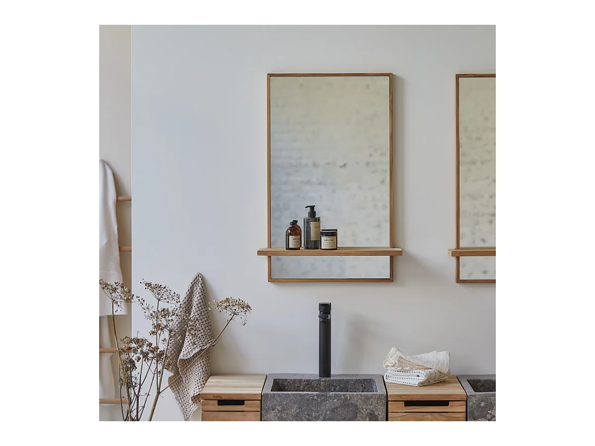 Spiegel aus Teak mit Ablage Wandspiegel