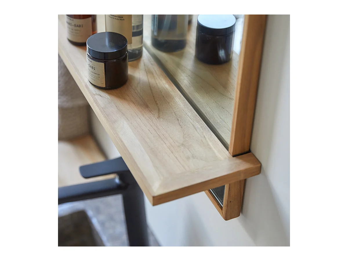 Spiegel aus Teak mit Ablage Wandspiegel