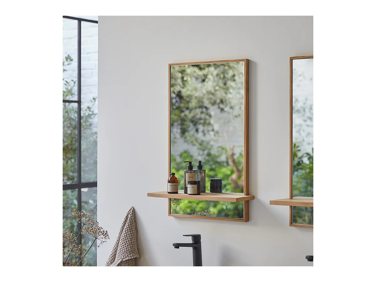Spiegel aus Teak mit Ablage Wandspiegel