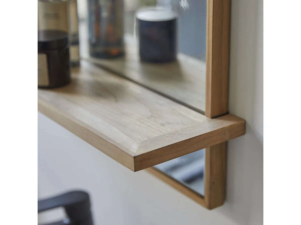 Specchio da parete in Teak Galyno 75x50 con mensola
