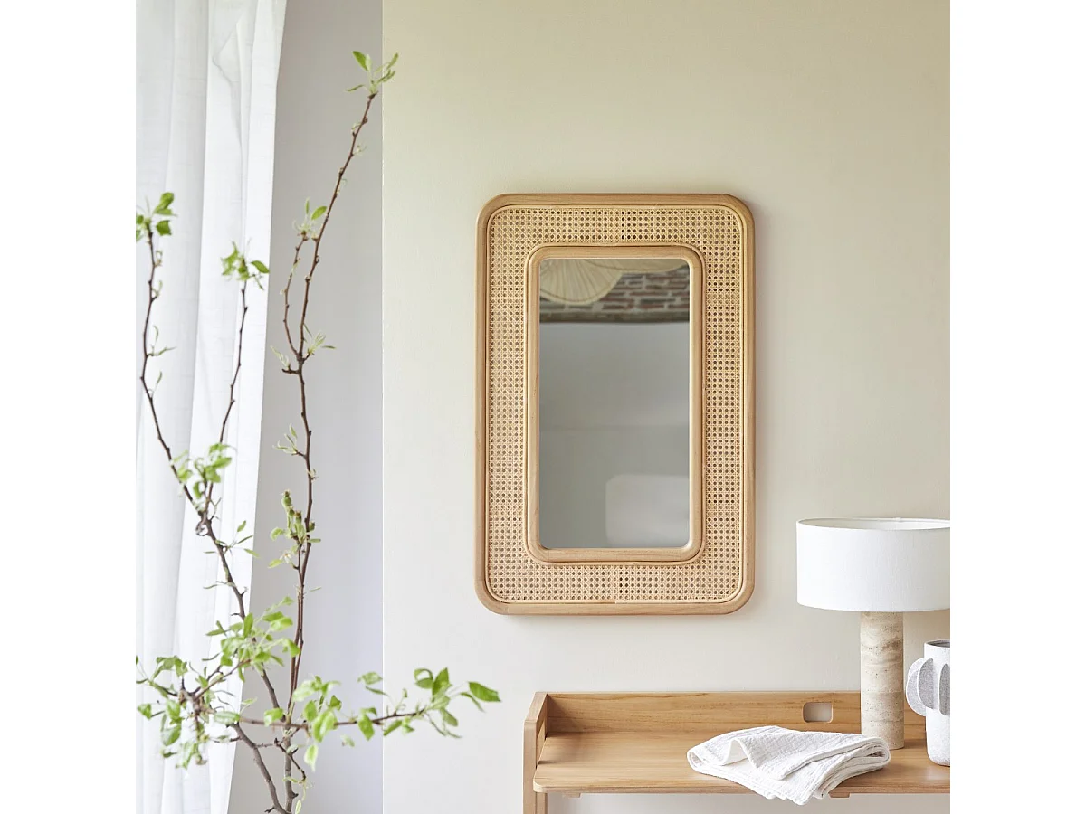 Specchio in legno di teak Côme 90x60