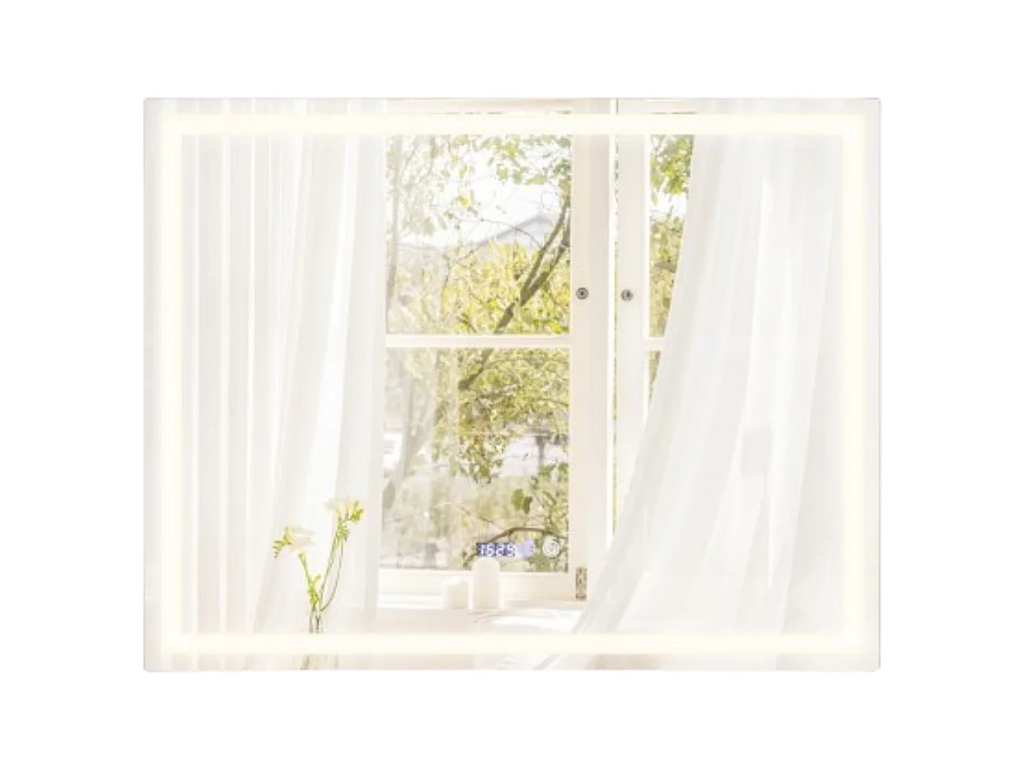 Miroir salle de bain led, miroir lumineux avec 3 couleurs et luminosité, (90x70x4cm)