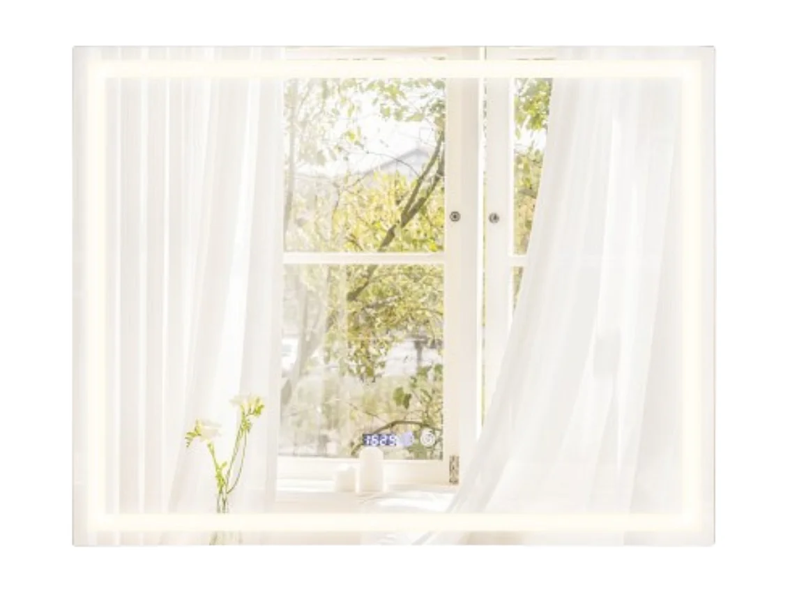 Miroir salle de bain led, miroir lumineux avec 3 couleurs et luminosité, (90x70x4cm)