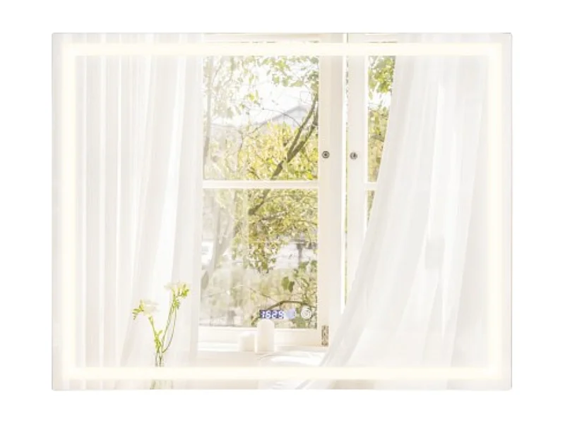 Miroir salle de bain led, miroir lumineux avec 3 couleurs et luminosité, (90x70x4cm)