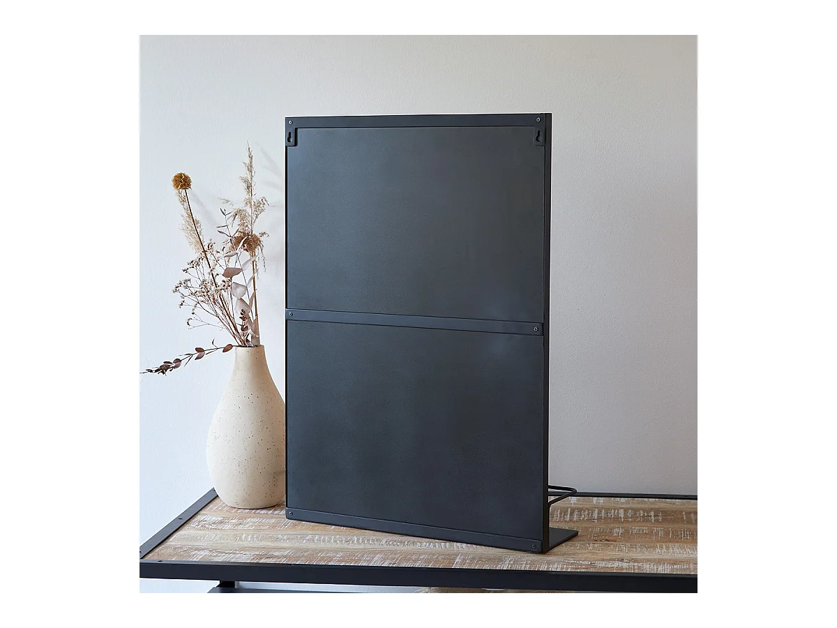 Miroir rectangulaire en métal noir Lison 70x50 cm