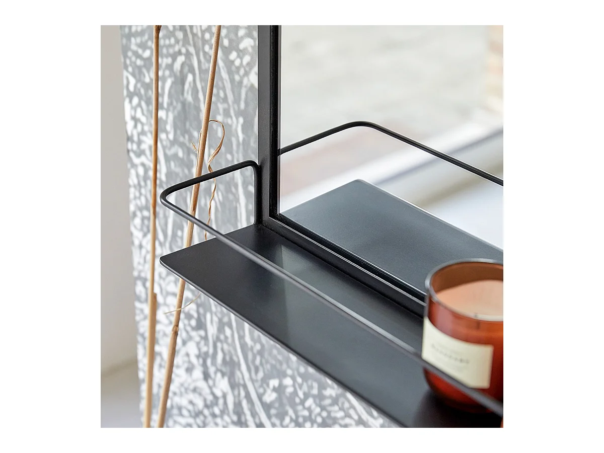 Specchio rettangolare in metallo nero Lison 70x50 cm