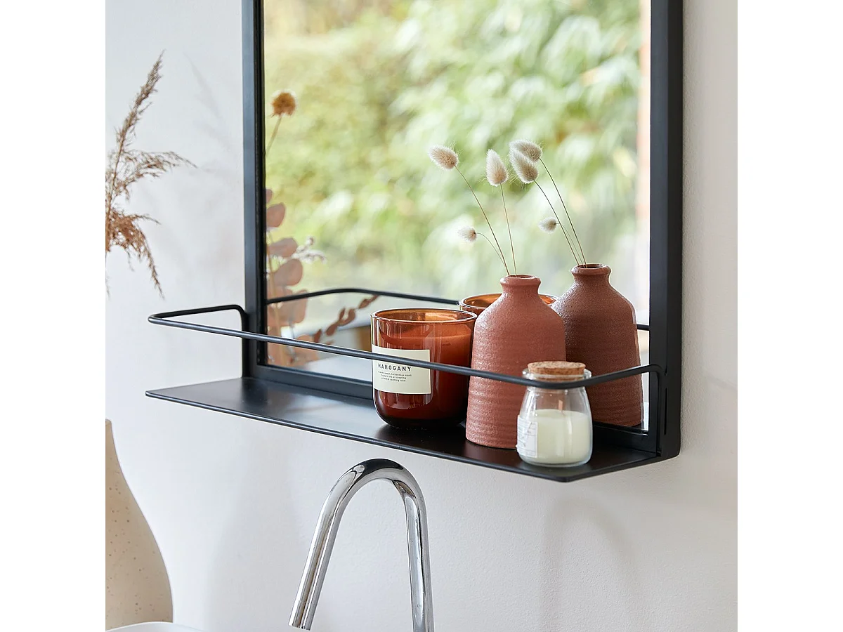 Specchio rettangolare in metallo nero Lison 70x50 cm