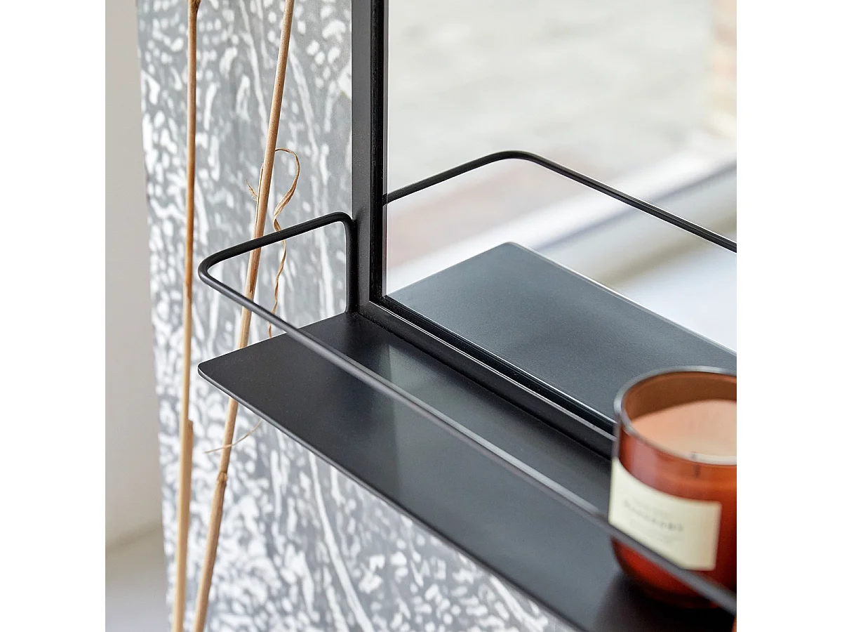 Specchio rettangolare in metallo nero Lison 70x50 cm