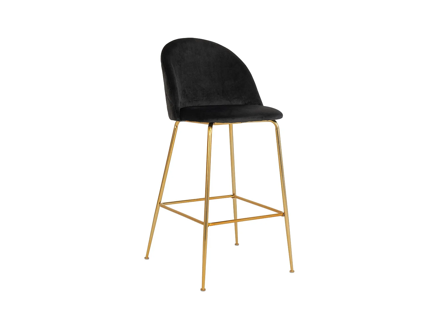Lot de 2 chaises de bar PINOZ – Confort velours et pieds métal doré-Noir