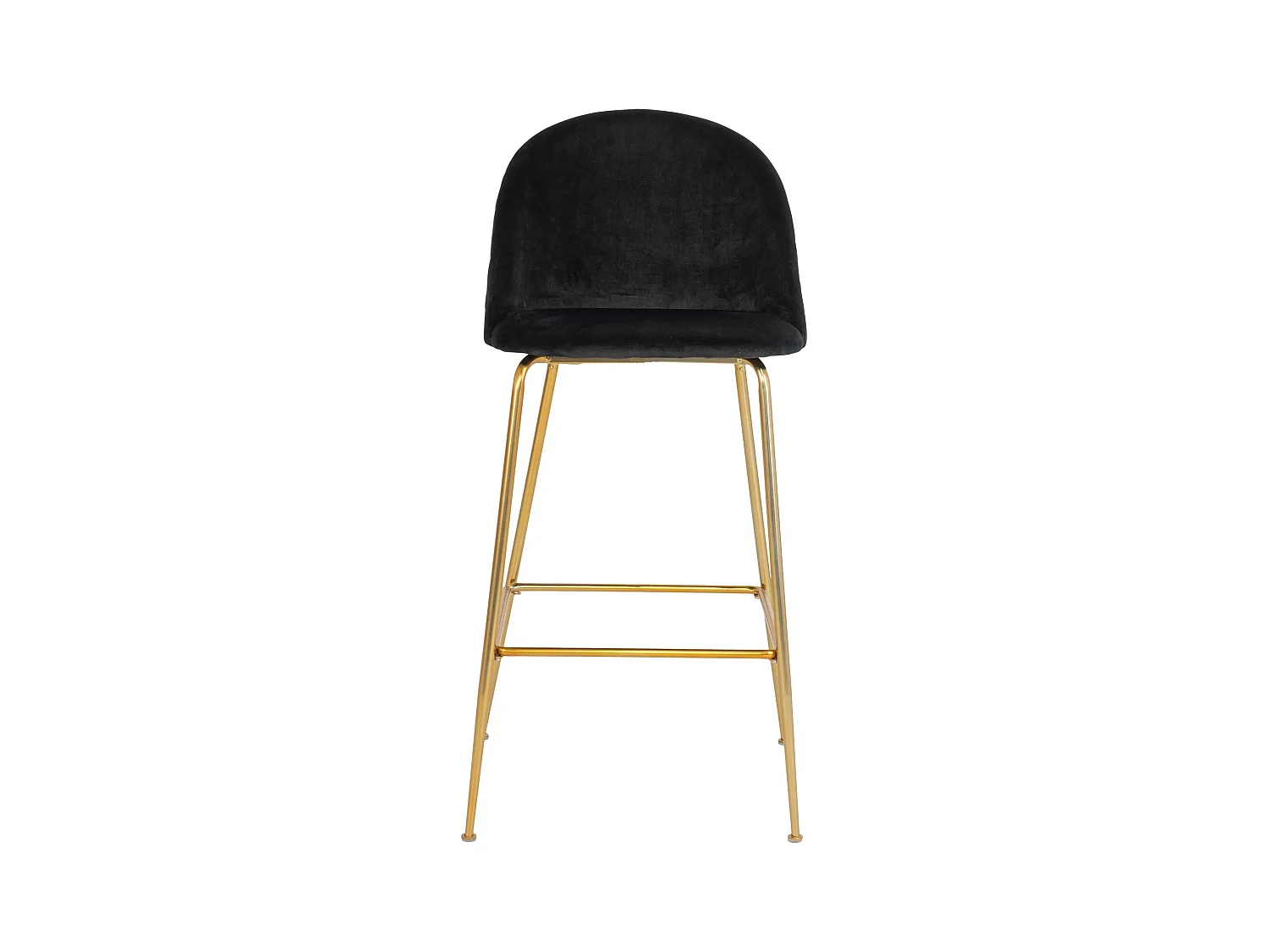 Lot de 2 chaises de bar PINOZ – Confort velours et pieds métal doré-Noir