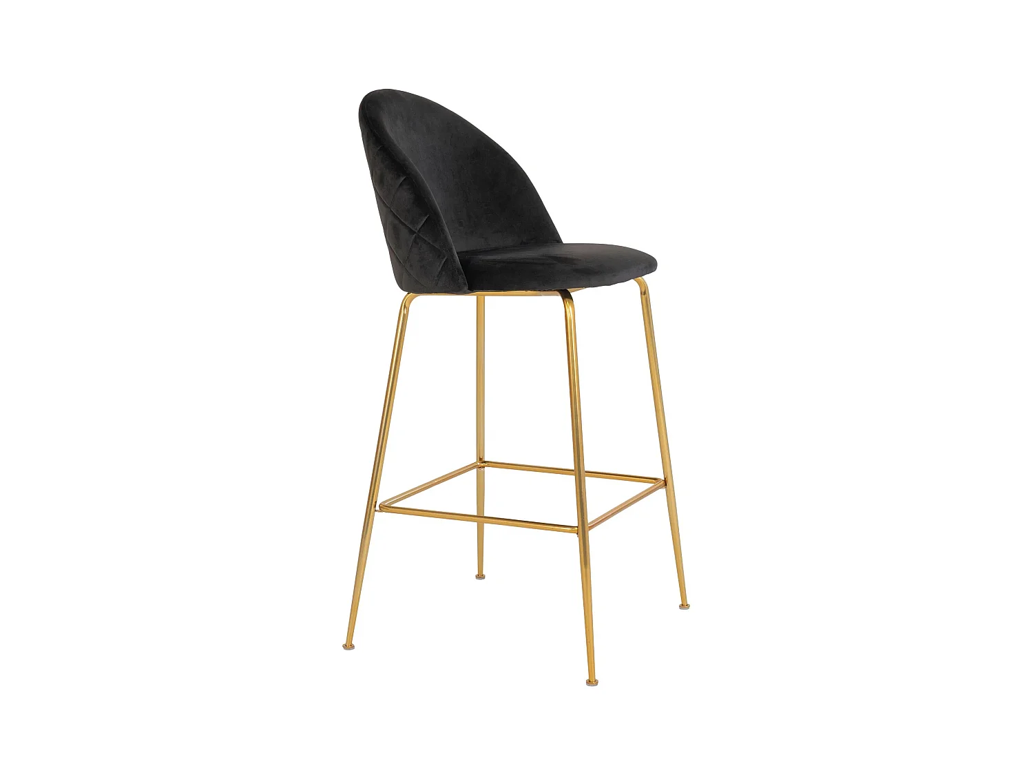 Lot de 2 chaises de bar PINOZ – Confort velours et pieds métal doré-Noir