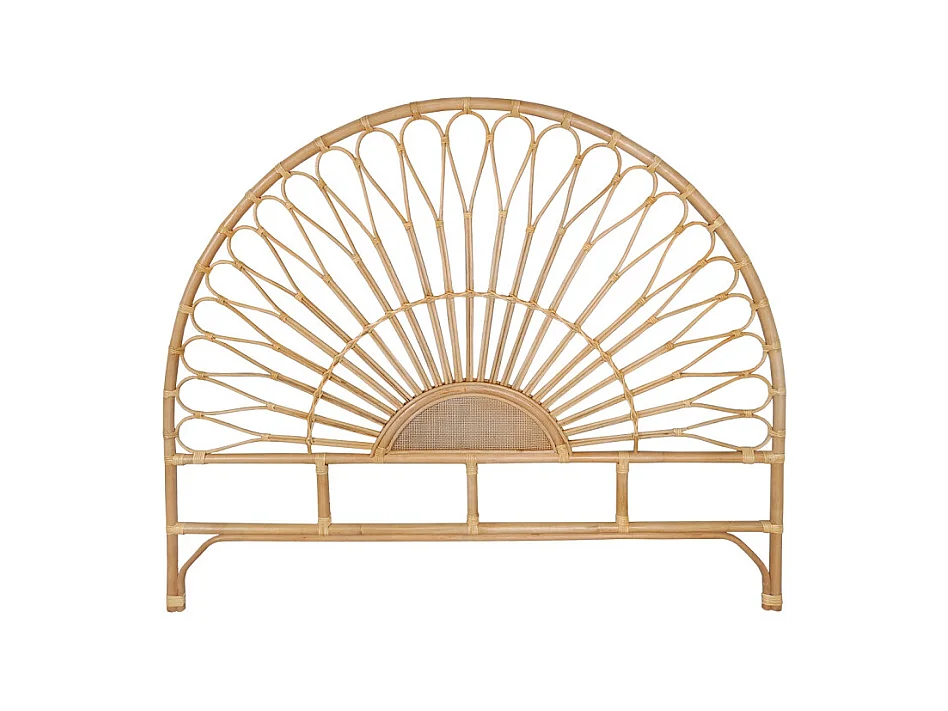 Tête de lit 160 cm ronde en rotin naturel avec cannage - HAZEL