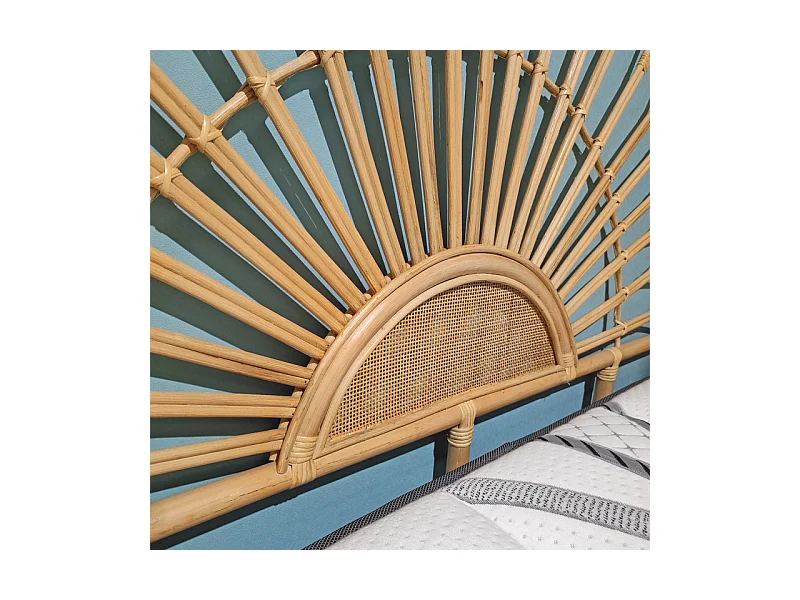 Tête de lit 160 cm ronde en rotin naturel avec cannage - HAZEL