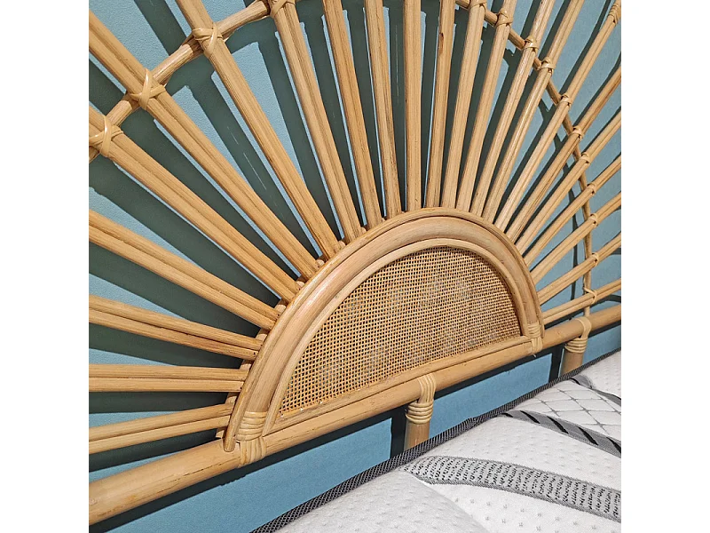 Tête de lit 160 cm ronde en rotin naturel avec cannage - HAZEL