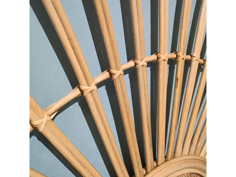 Tête de lit 180 cm ronde en rotin naturel avec cannage - HAZEL