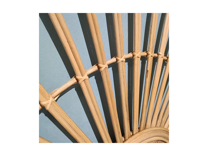 Tête de lit 180 cm ronde en rotin naturel avec cannage - HAZEL