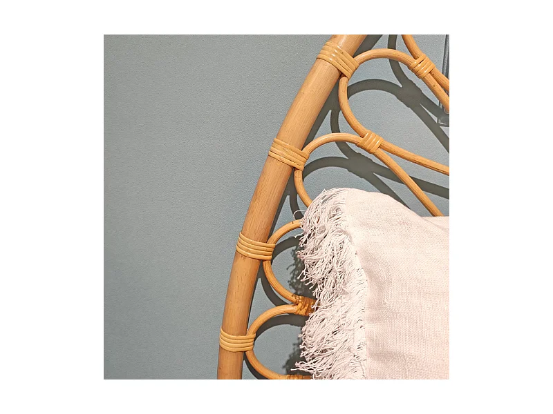 Tête de lit 180 cm ronde en rotin naturel avec cannage - HAZEL