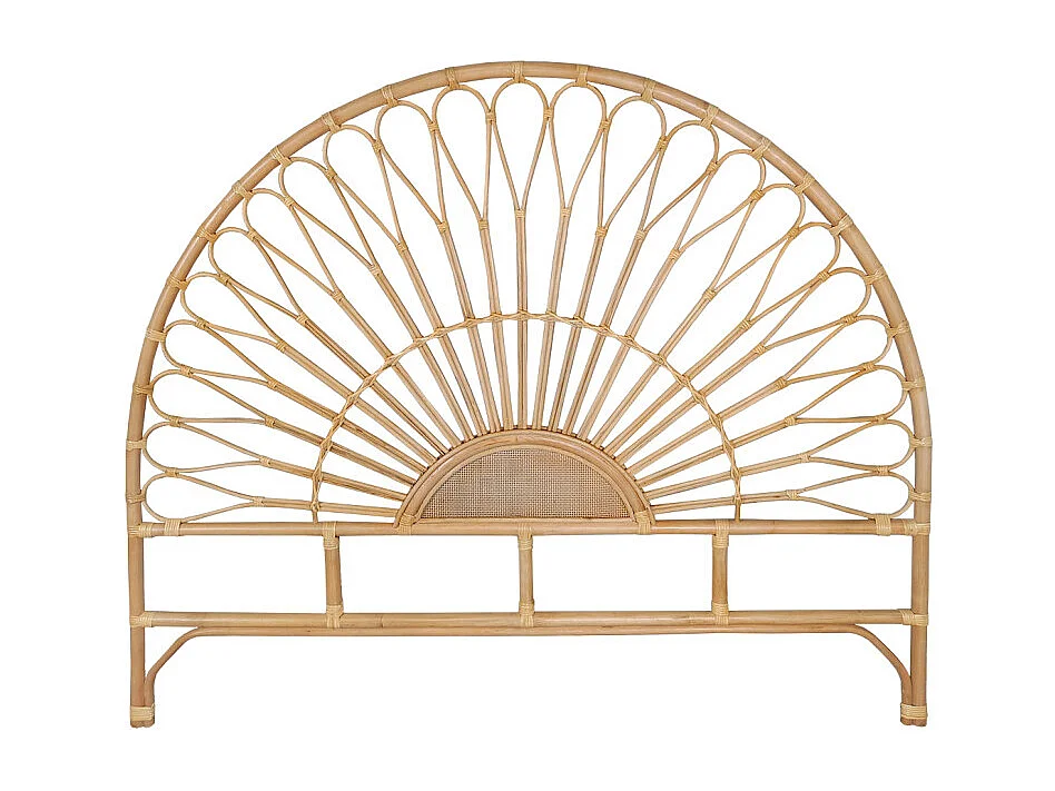 Tête de lit 180 cm ronde en rotin naturel avec cannage - HAZEL