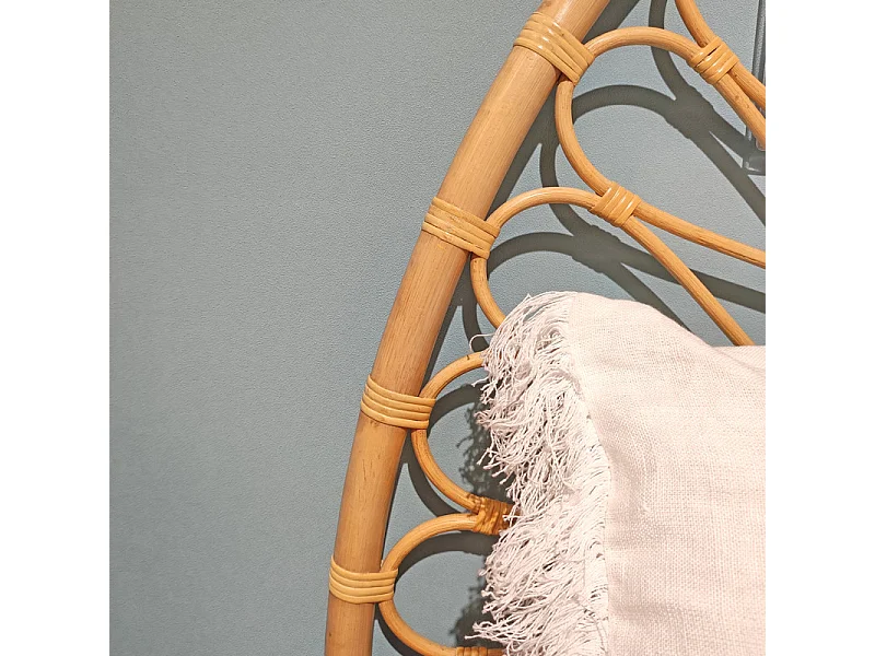 Tête de lit 180 cm ronde en rotin naturel avec cannage - HAZEL