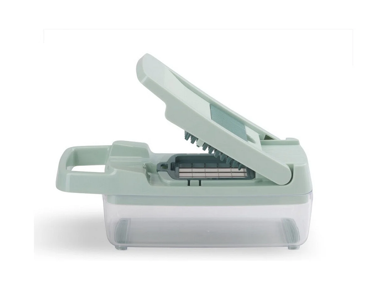 Mandolina multifuncional con 8 cuchillas de acero inoxidable - Recipiente de 1,5 L apto para lavavajillas