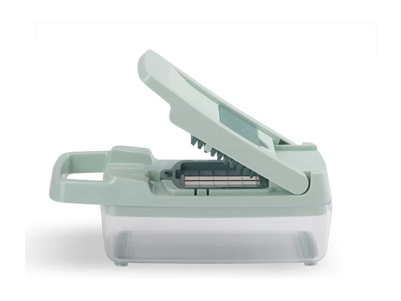 Mandolina multifuncional con 8 cuchillas de acero inoxidable - Recipiente de 1,5 L apto para lavavajillas