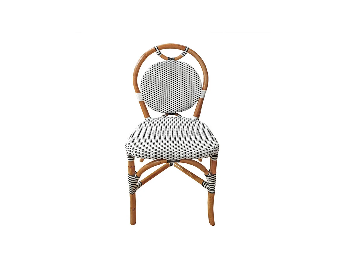 Lot 2 chaises bistrot en rotin naturel cannage noir et blanc - PIGALLE