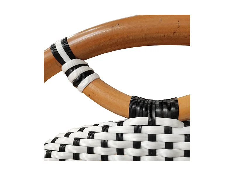 Lot 2 chaises bistrot en rotin naturel cannage noir et blanc - PIGALLE