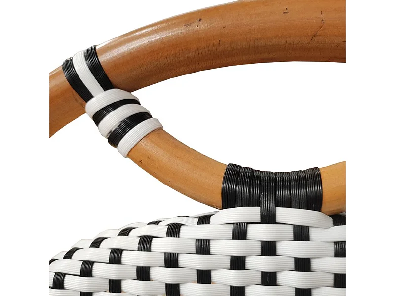 Lot 2 chaises bistrot en rotin naturel cannage noir et blanc - PIGALLE