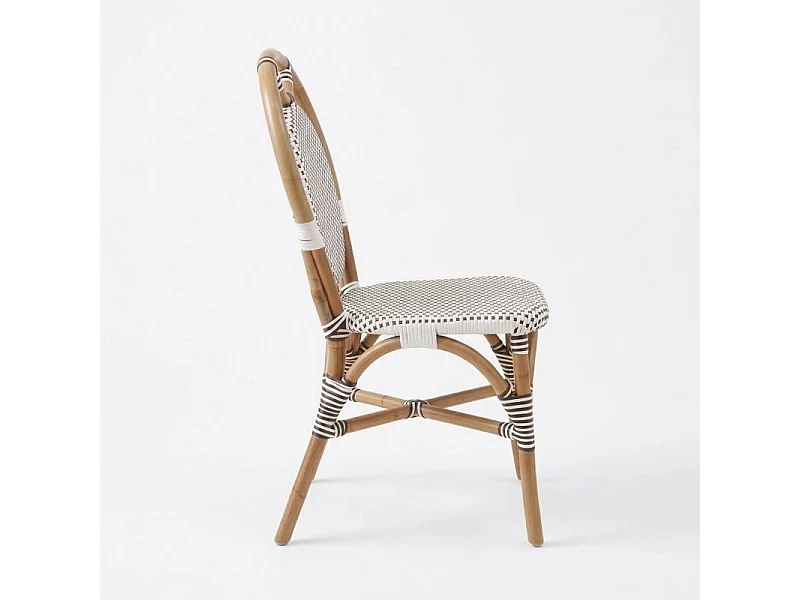 Lot de 2 chaises bistrot empilables en rotin tressage noir et blanc – PIGALLE