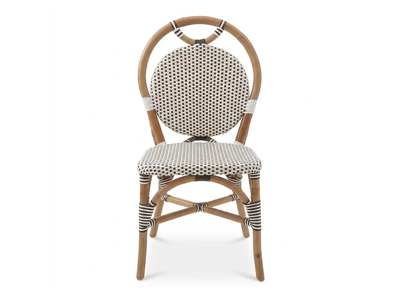 Lot de 2 chaises bistrot empilables en rotin tressage noir et blanc – PIGALLE